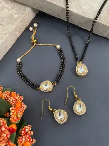 Digital Dress Room Gold-Plated Mangalsutra With Earrings & Bracelets