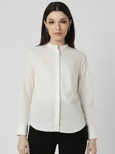 Van Heusen Woman Cotton Mandarin Collar Long Sleeves Formal Shirt