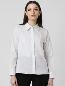 Van Heusen Woman Spread Collar Regular Fit Printed Cotton Formal Shirt