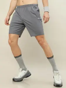 Technosport Men Grey Slim Fit Training or Gym Sports Shorts