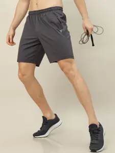 Technosport Men Grey Slim Fit Training or Gym Sports Shorts