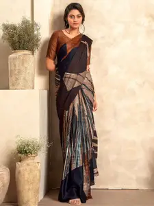 elora Brown Silk Blend Designer Saree