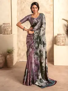 elora Purple Silk Blend Designer Saree