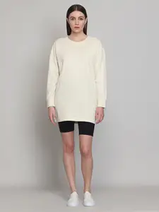 Muvazo Round Neck Pure Cotton T-shirt Mini Dress