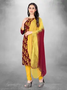 MANVAA Maroon Embellished Unstitched Dress Material