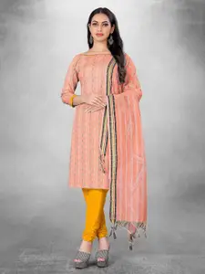 MANVAA Peach-Coloured Pure Cotton Unstitched Dress Material