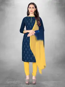 MANVAA Blue Printed Unstitched Dress Material