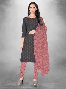 MANVAA Grey Printed Unstitched Dress Material
