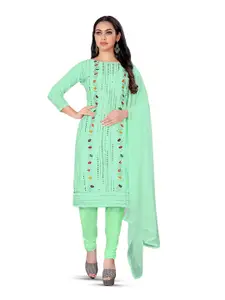 MANVAA Sea Green Embroidered Unstitched Dress Material