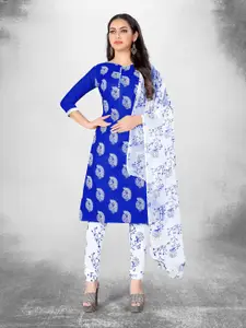 MANVAA Blue Embellished Unstitched Dress Material