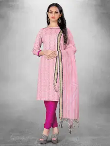 MANVAA Pink Pure Cotton Unstitched Dress Material