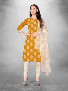 MANVAA Mustard Embellished Unstitched Dress Material