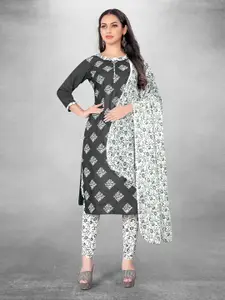 MANVAA Grey Embellished Unstitched Dress Material