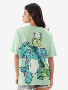 The Souled Store Green Monsters Inc. Graphic Printed Pure Cotton T-shirt