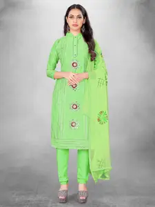 MANVAA Green Embroidered Unstitched Dress Material