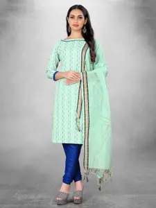MANVAA Green Pure Cotton Unstitched Dress Material