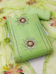 MANVAA Green Embroidered Unstitched Dress Material