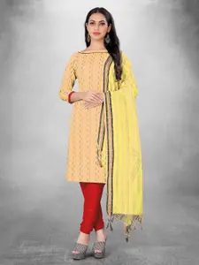 MANVAA Yellow Pure Cotton Unstitched Dress Material