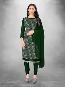 MANVAA Green Embroidered Silk Georgette Unstitched Dress Material
