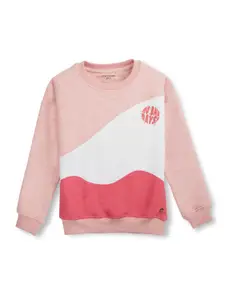 Gini and Jony Girls Pink Colourblocked Sweatshirt
