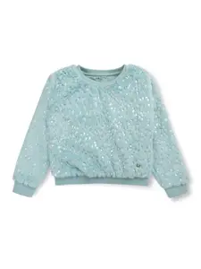 Gini and Jony Girls Self Design Fleece Pullover Sweatshirt