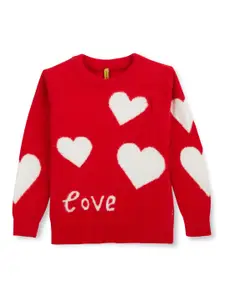 Gini and Jony Girls Conversational Printed Long Sleeves Cotton Pullover Sweater