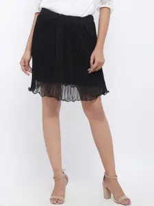 SOUNDARYA Wrinkled Chiffon Flared Mini Skirt