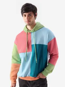 The Souled Store Men Multicoloured Colourblocked Hooded Sweatshirt