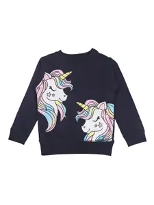 BAESD Girls Graphic Printed Pure Cotton Pullover Sweatshirt