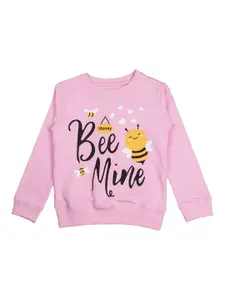 BAESD Girls Typography Printed Pure Cotton Pullover Sweatshirt