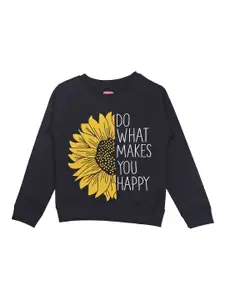 BAESD Girls Typography Printed Pure Cotton Pullover Sweatshirt