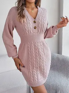 StyleCast Pink Self Design Mini Sheath Dress