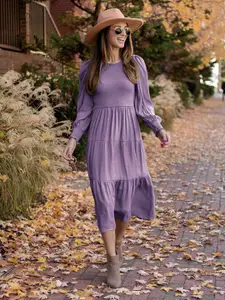 StyleCast Purple Fit & Flare Midi Dress