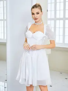 StyleCast White Fit & Flare Mini Dress