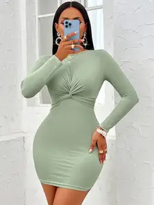 StyleCast Green Twisted Bodycon Mini Dress