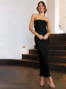 StyleCast Black Strapless Cut-Out Detail Sheath Maxi Dress