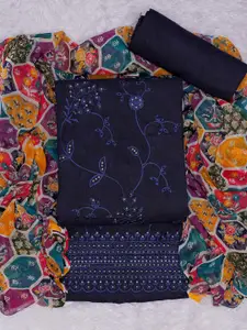 KALINI Navy Blue Embroidered Unstitched Dress Material