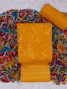 KALINI Yellow Embroidered Unstitched Dress Material