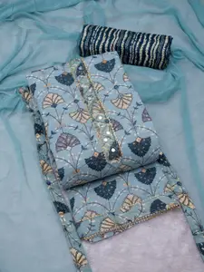 ASISA Printed Sequined Pure Cotton Unstitched Dress Material