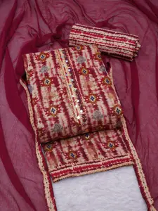 ASISA Dyed Mirror Work Pure Cotton Unstitched Dress Material