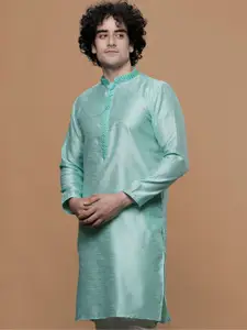 MAAHI FABS Ethnic Motifs Woven Design Jaquard Cotton Straight Kurta