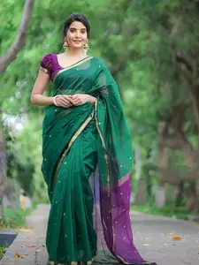 KALINI Ethnic Motifs Silk Blend Kanjeevaram Saree