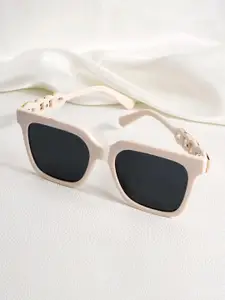 JOKER & WITCH Women Black Lens & Brown Square Sunglasses with UV Protected Lens