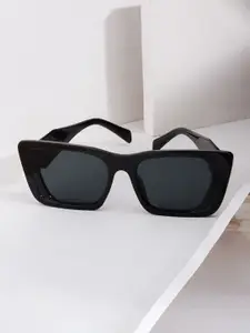 JOKER & WITCH Women Black Lens & Black Square Sunglasses
