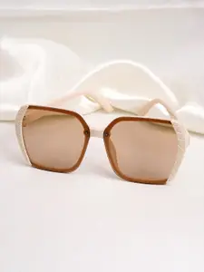 JOKER & WITCH Women Brown Lens & Brown Oversized Sunglasses