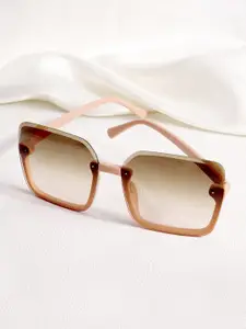 JOKER & WITCH Women Brown Lens & Pink Oversized Sunglasses