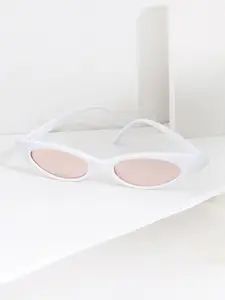 JOKER & WITCH Women Pink Lens & White Cateye Sunglasses