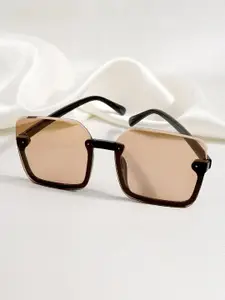 JOKER & WITCH Women Brown Lens & Black Oversized Sunglasses