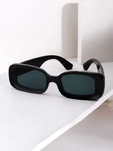 JOKER & WITCH Women Black Lens & Black Rectangle Sunglasses