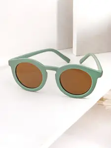 JOKER & WITCH Women Brown Lens & Green Round Sunglasses